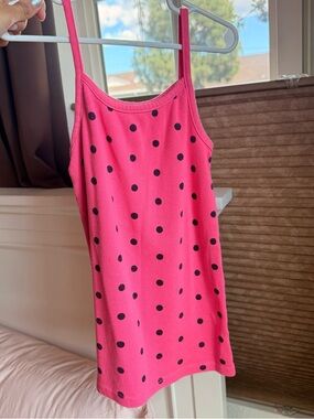 Gap pink and black polka dot tank top